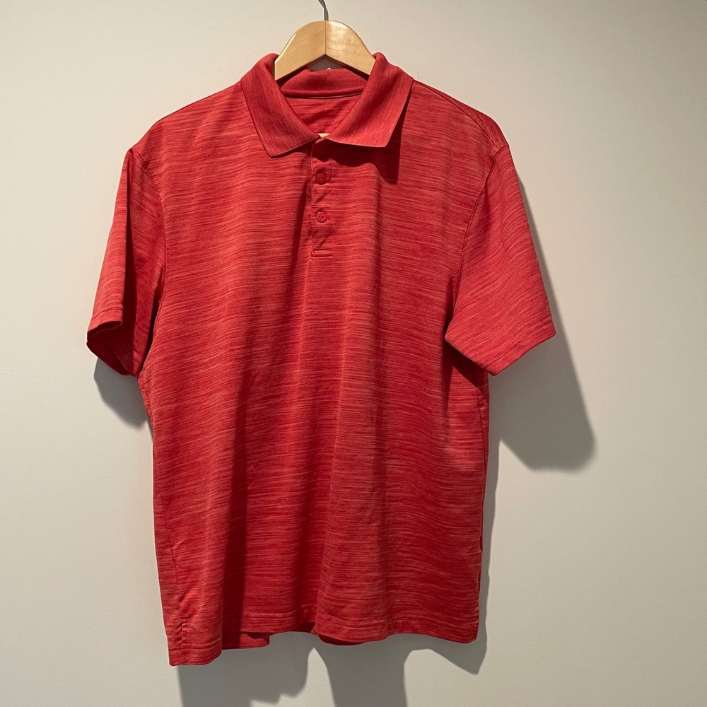Men's Polo Shirt Textured Pattern Short Sleeve Red Casual Golf
